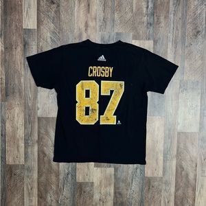 Pittsburgh Penguins Sidney Crosby Black Adidas Jersey T-Shirt (Large)